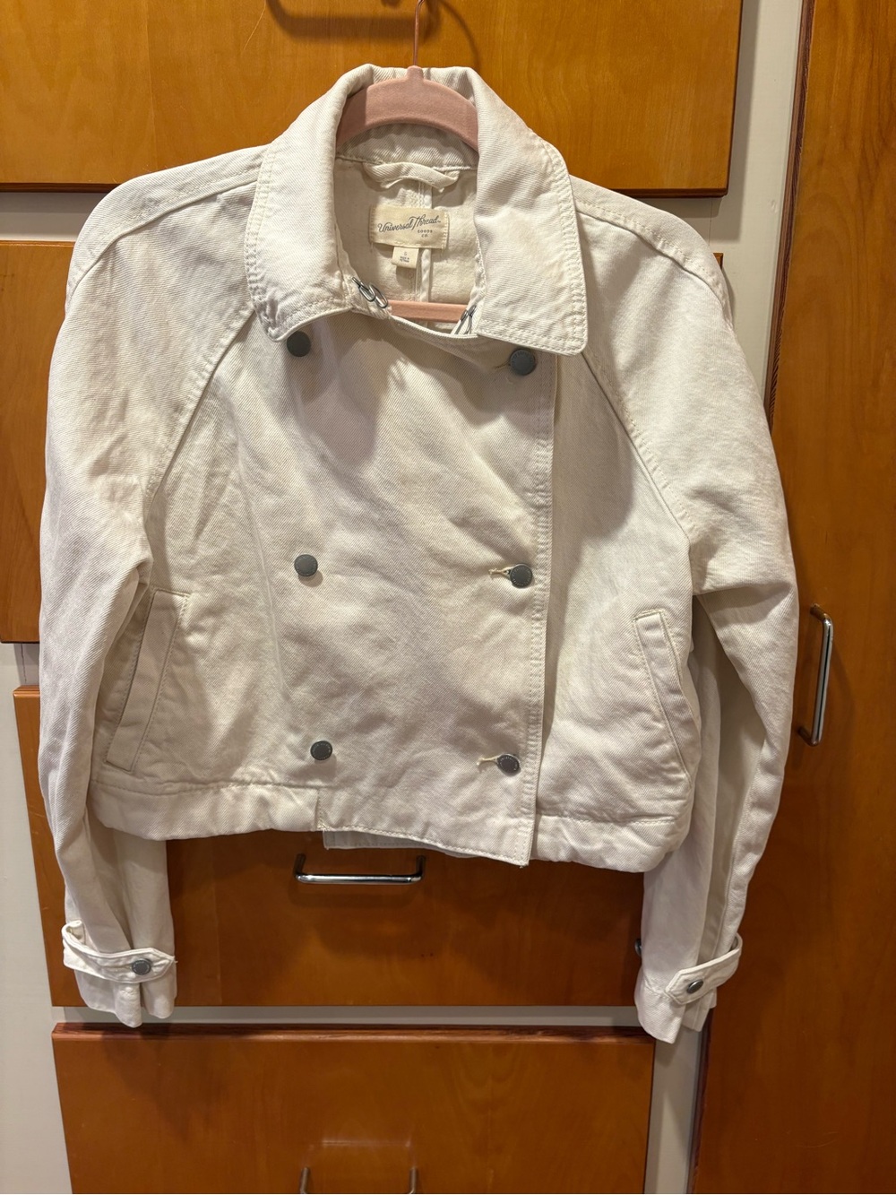 Universal Thread Denim Trench Cream Women's Jacket Small New With Tags